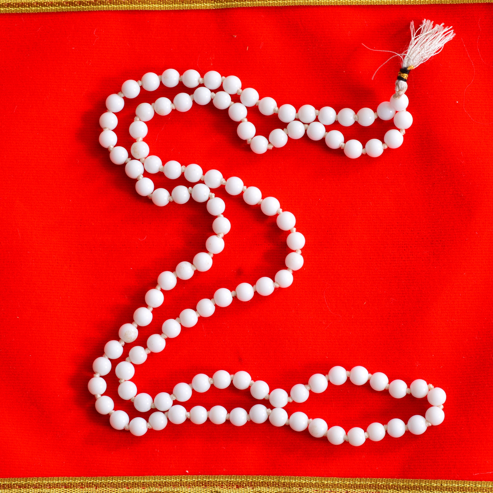 White Hakik Mala - Moksha Mandir