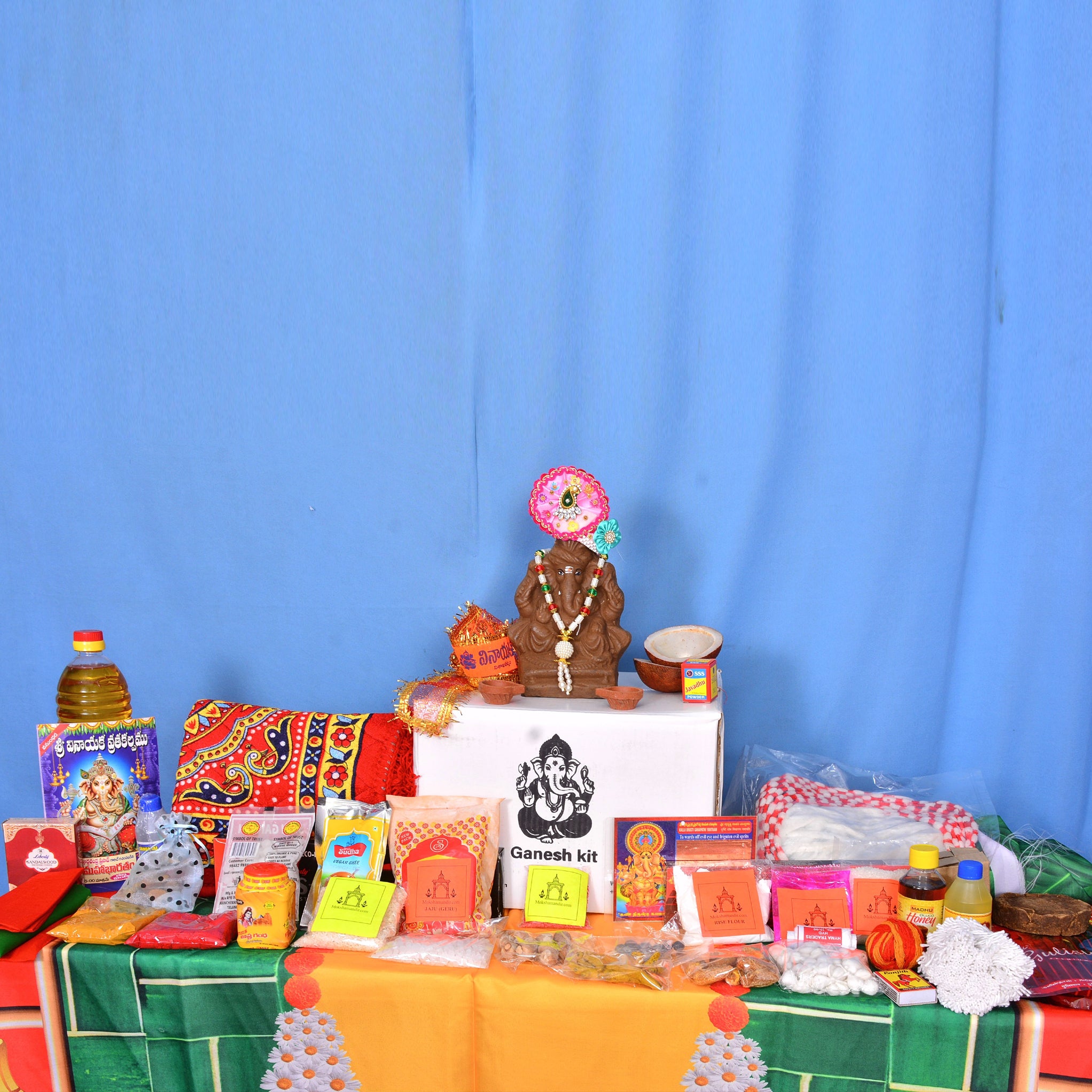 🌸 Ganesh Idol Pooja Kit (45+ Essential Items) Deliver in Hyderabad within 4 hours