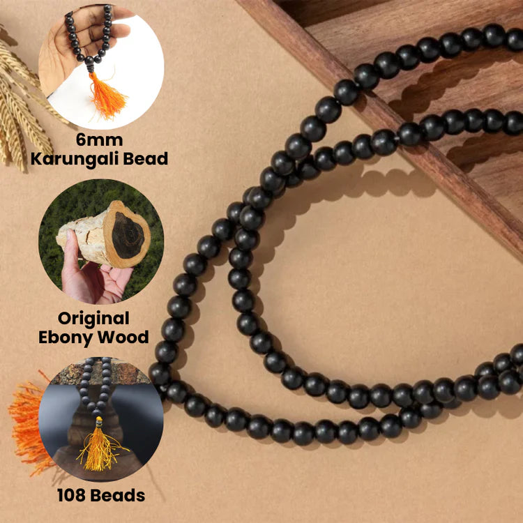 Karungali (Ebony) Mala 8mm – Power, Protection & Spiritual Strength - Moksha Mandir