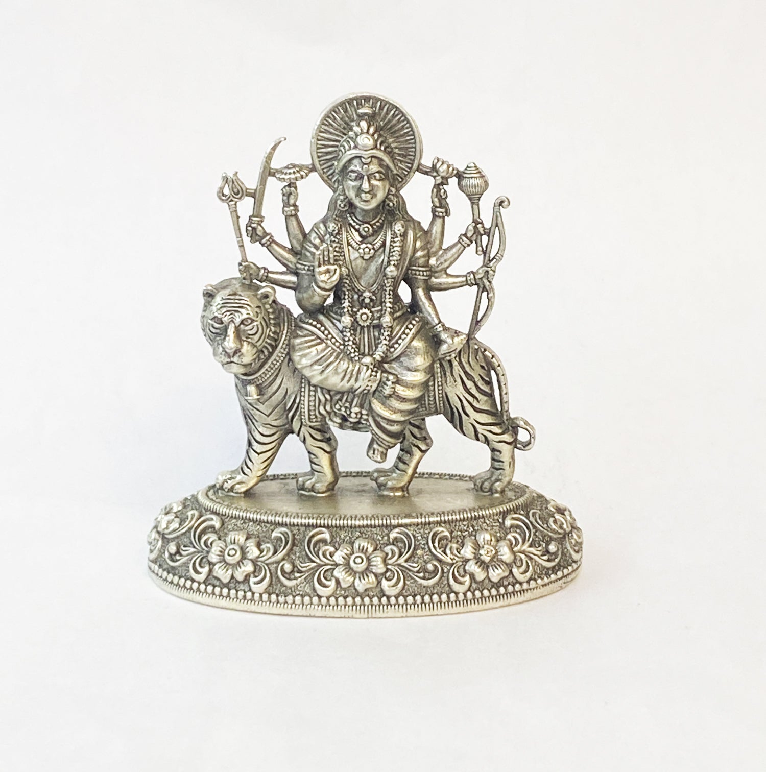 Durga Matha Silver Photo – Divine Blessings in a Timeless Silver Frame - Moksha Mandir